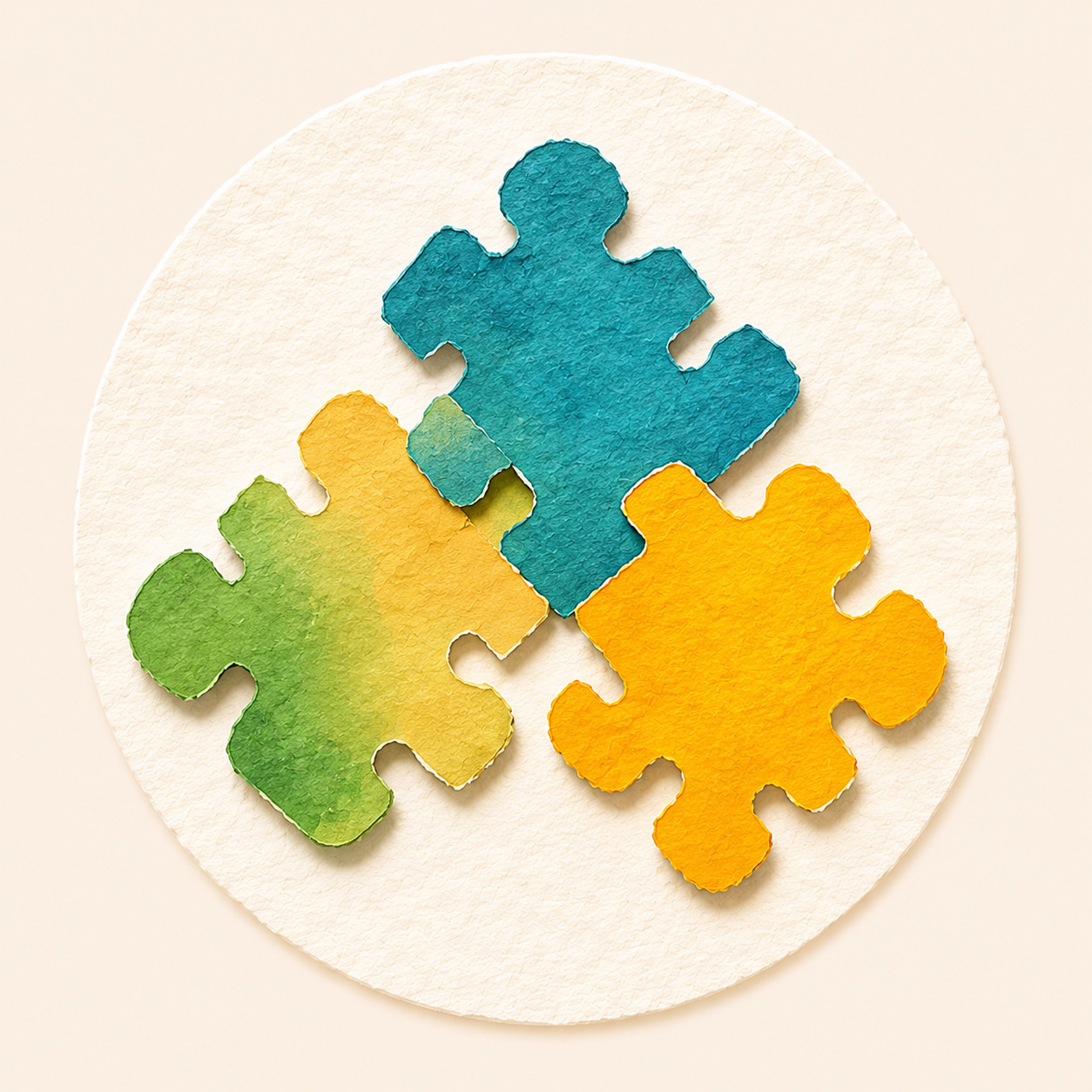 Colourful puzzle pieces, representing learning Mandarin through play