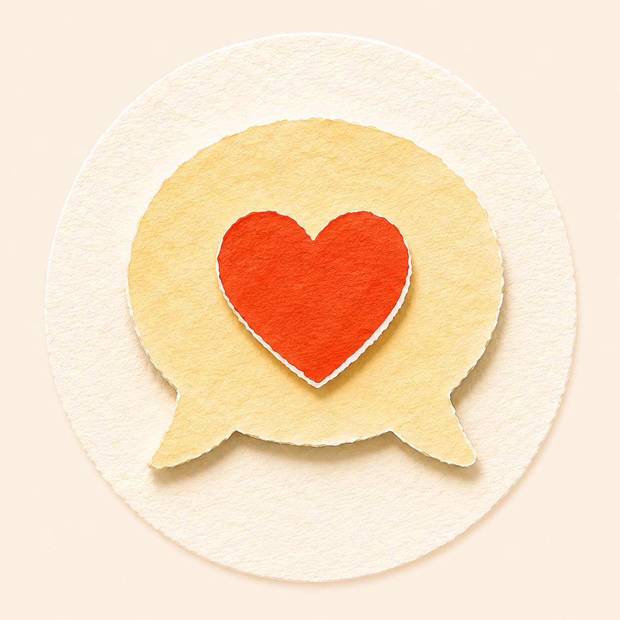 Speech bubble with a heart, representing confident Mandarin speaking