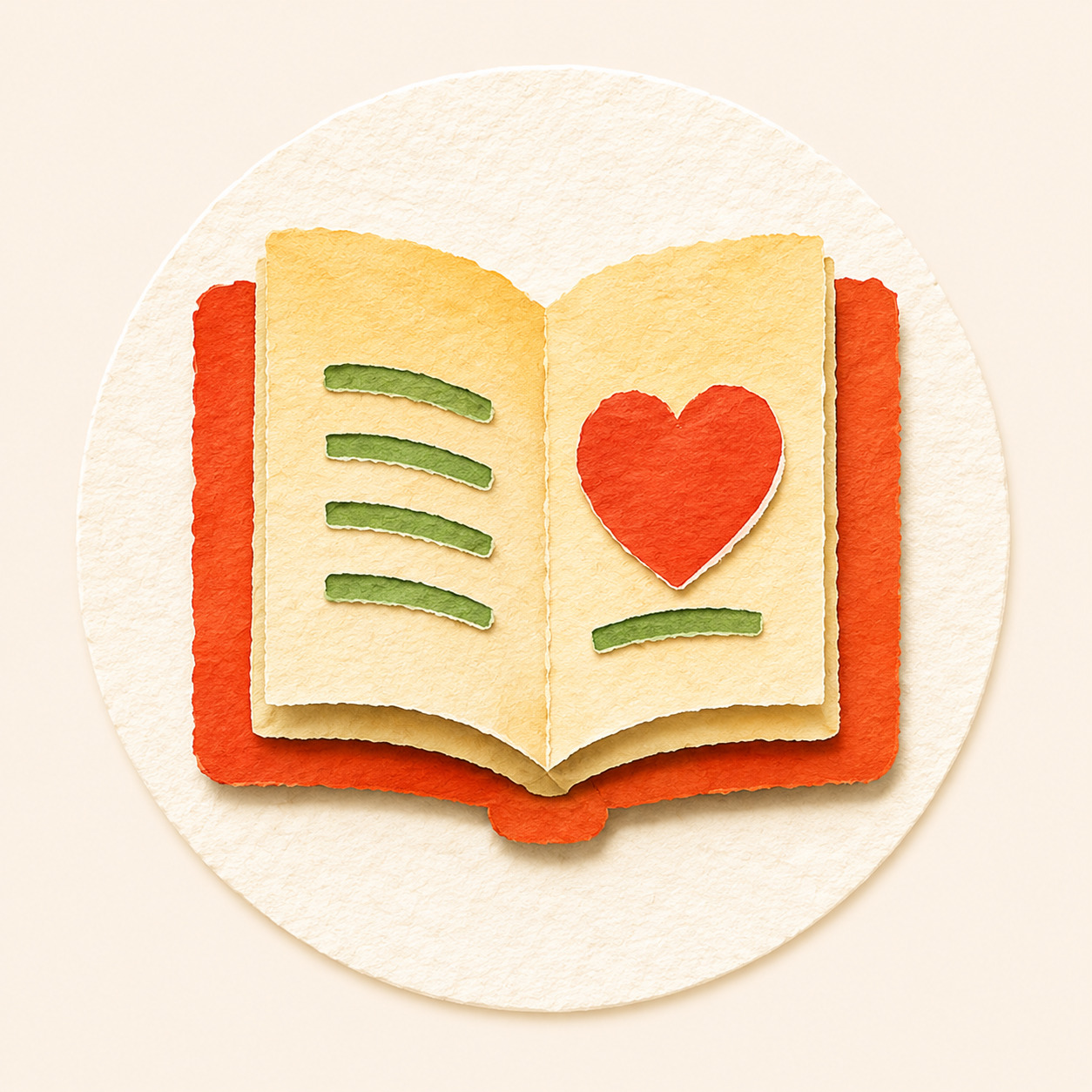 Open storybook with a heart, representing memorable Mandarin stories